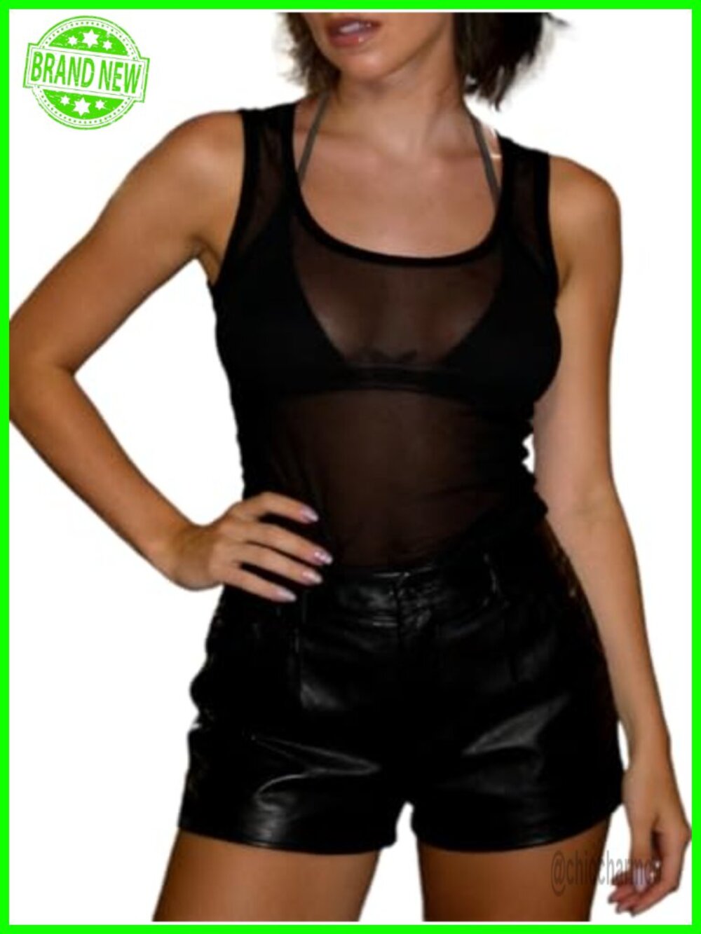 Sheer Mesh See Through Tank Top Square Neck Sleeveless Summer Y2K Going Out Top